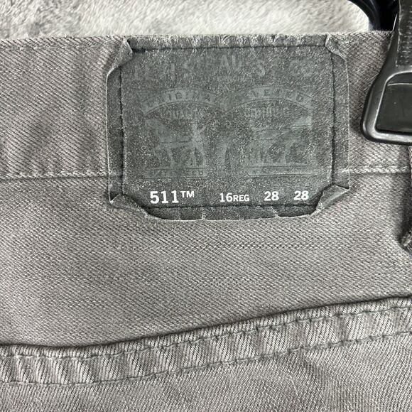 Levis 511 Slim Gray Jeans 16 Reg‎ 28 X 28 Young Men Big Boy School Classic - Picture 3 of 12